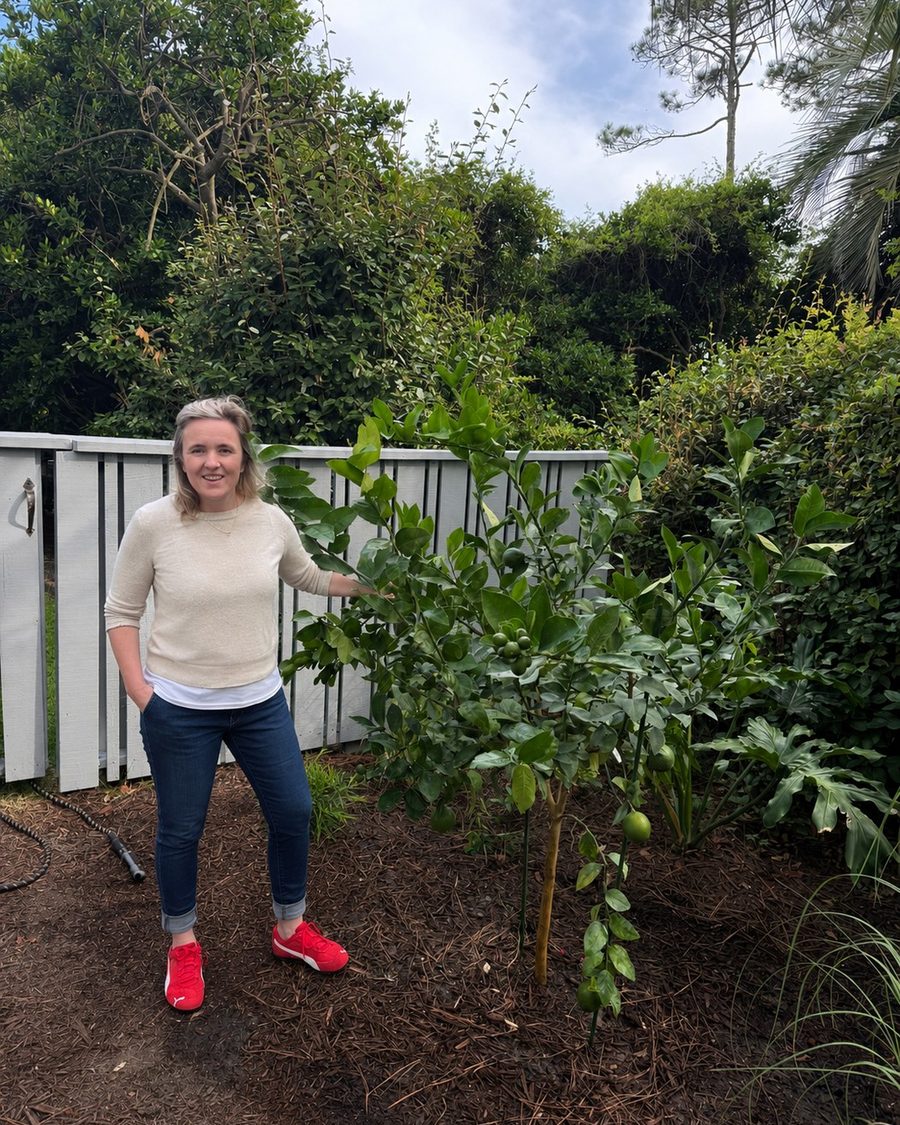 Katie in her garden